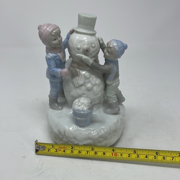 Vintage Frosty The Snowman Music Box Working Spins Winter Muted Pastel Porcelain - Picture 10 of 10